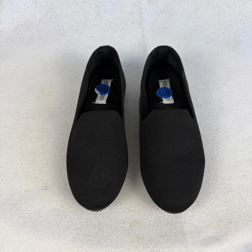 Steve Madden Sabin Black‎ Knit Fabric Slip On Loafers Flats Ballet Womens US 6.5
